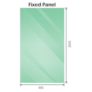 120x80cm Corner Frameless Shower Screen with Gold F-Brackets and SS Hinges, Square Knob Handle