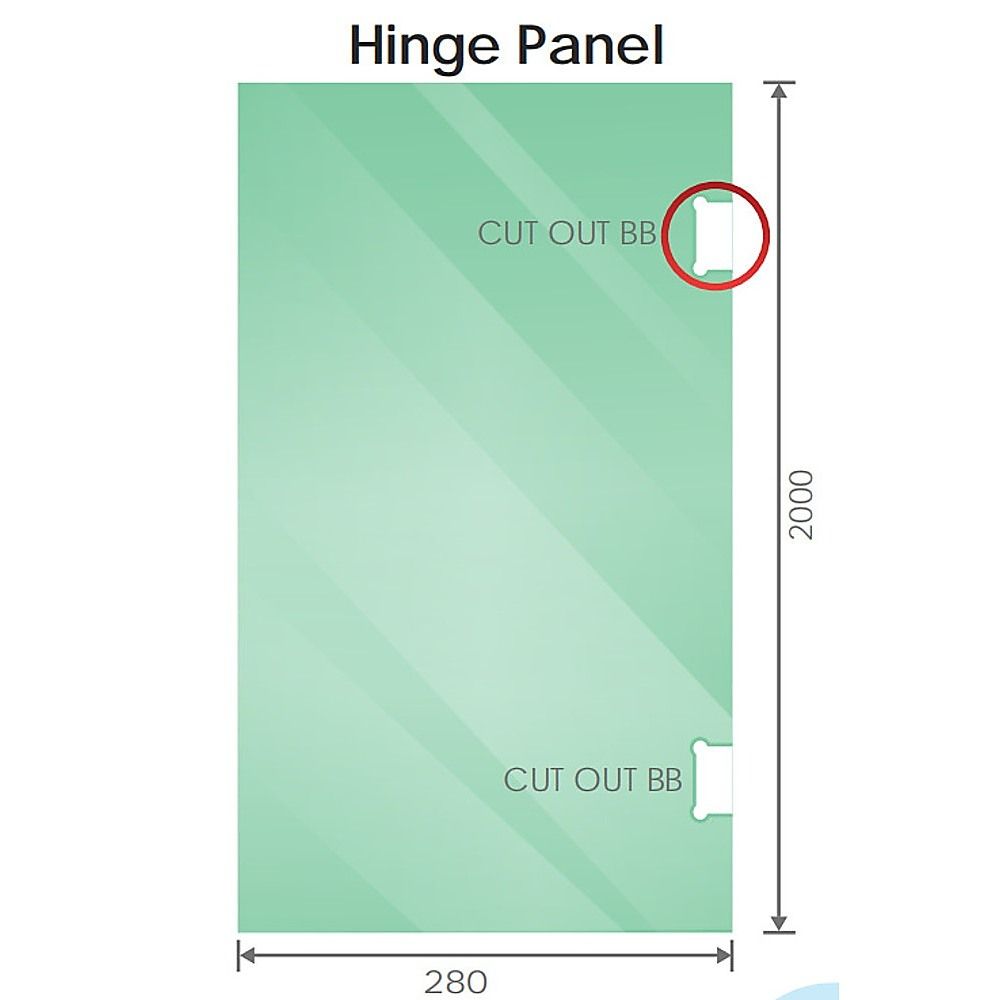 90x70cm Corner Frameless Shower Screen with Gold F-Brackets and SS Hinges, Round Knob Handle