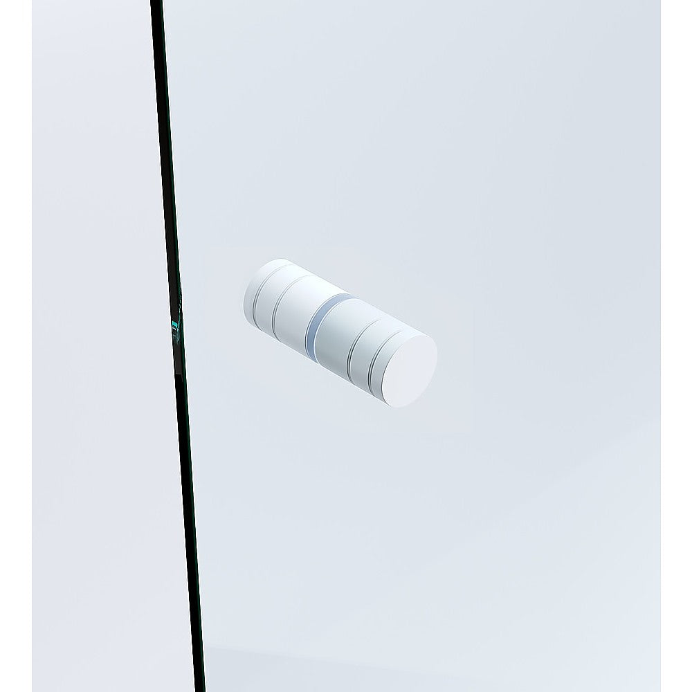 110x90cm Corner Frameless Shower Screen with White U-Brackets and SS Hinges, Round Knob Handle V63-868281