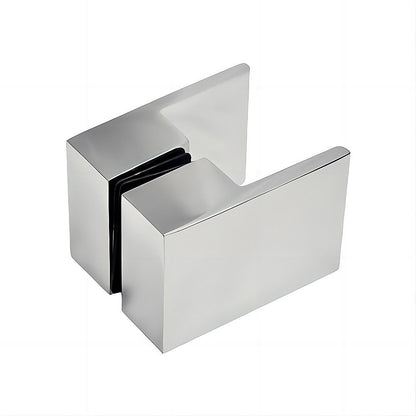 110x90cm Corner Frameless Shower Screen with Chrome F-Brackets and SS Hinges, Square Double Pull Handle V63-872501