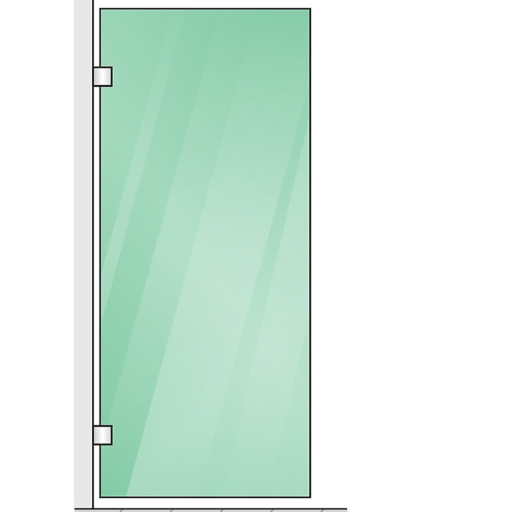 110x100cm Corner Frameless Shower Screen with Chrome F-Brackets and SS Hinges, Square Double Pull Handle V63-872741