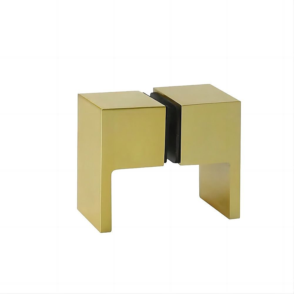 120x70cm Corner Frameless Shower Screen with Gold F-Brackets and SS Hinges, Square Double Pull Handle