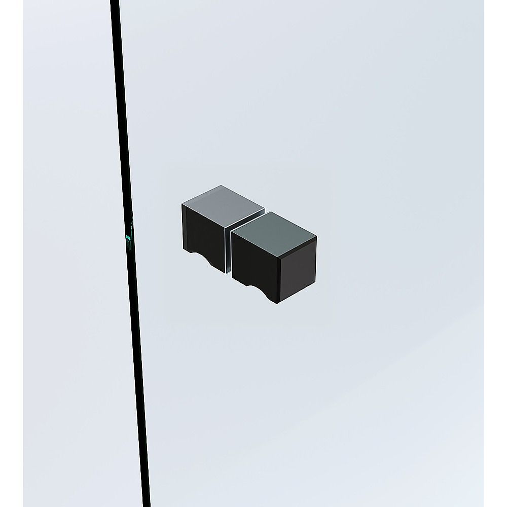 90x70cm Corner Frameless Shower Screen with Black Wall Channel and Floor F-Bracket and Brass Hinges, Square V63-874811
