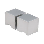 100x80cm Corner Frameless Shower Screen with Nickel F-Brackets and Brass Hinges, Square Knob Handle
