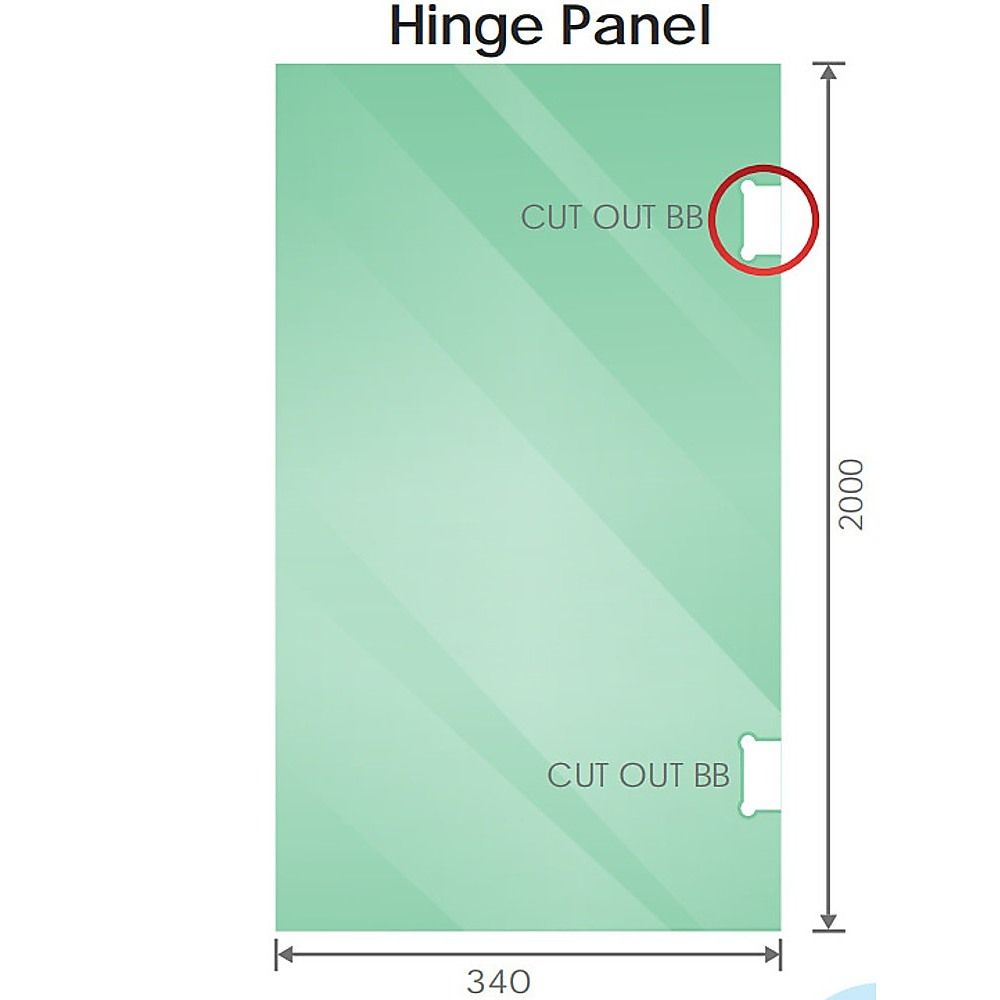 100x90cm Corner Frameless Shower Screen with Gold F-Brackets and Brass Hinges, Square Knob Handle