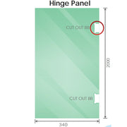 100x100cm Corner Frameless Shower Screen with Nickel F-Brackets and Brass Hinges, Square Knob Handle