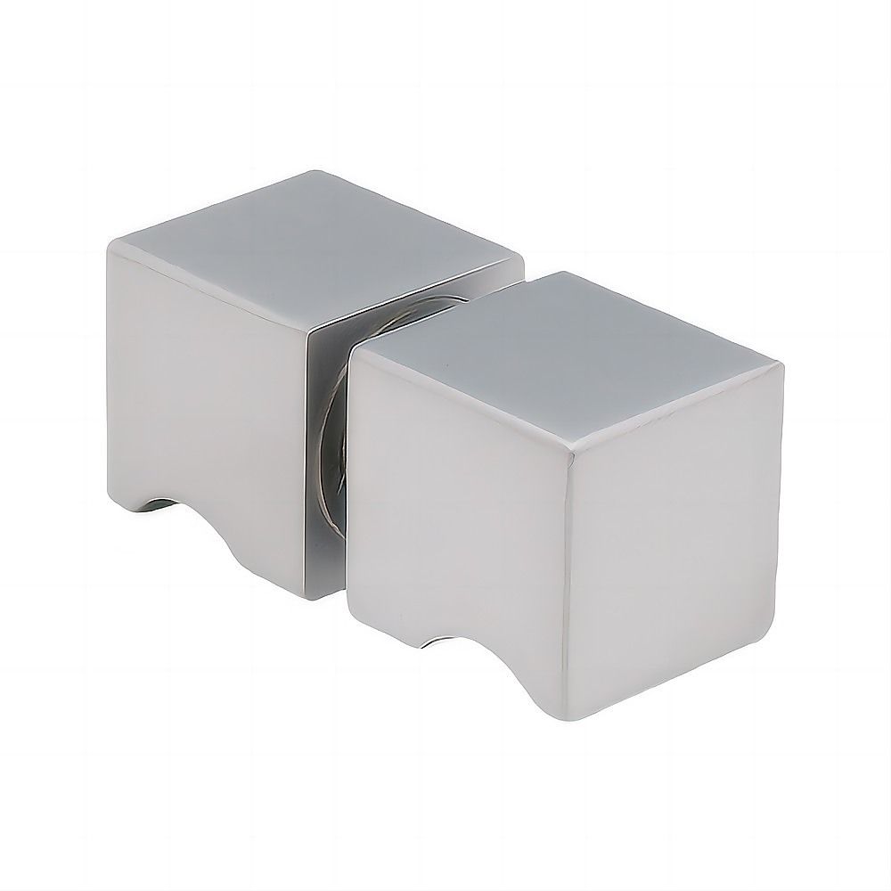 100x100cm Corner Frameless Shower Screen with Nickel F-Brackets and Brass Hinges, Square Knob Handle