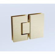 110x90cm Corner Frameless Shower Screen with Gold Wall Channel and Floor F-Bracket and Brass Hinges, Square Knob Handle
