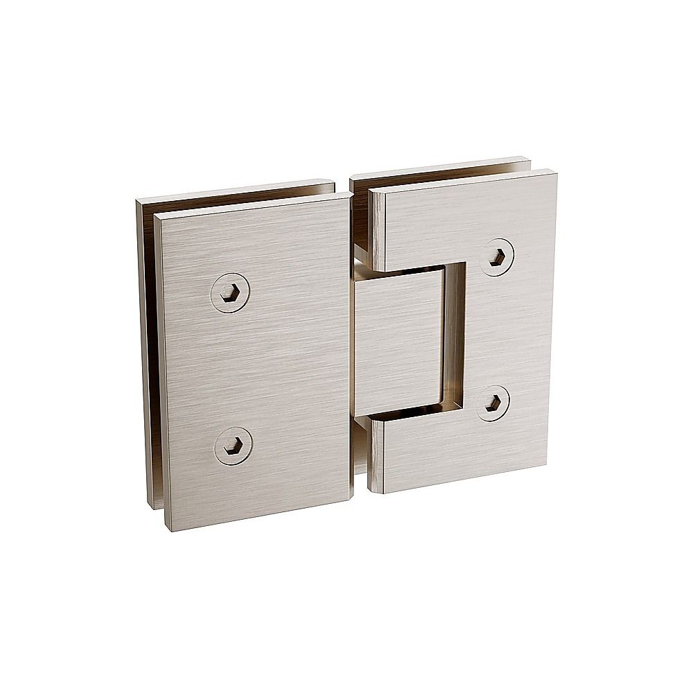 100x100cm Corner Frameless Shower Screen with Nickel F-Brackets and Brass Hinges, Round Knob Handle