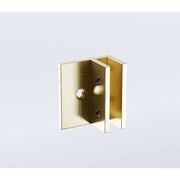 110x70cm Corner Frameless Shower Screen with Gold F-Brackets and Brass Hinges, Round Knob Handle