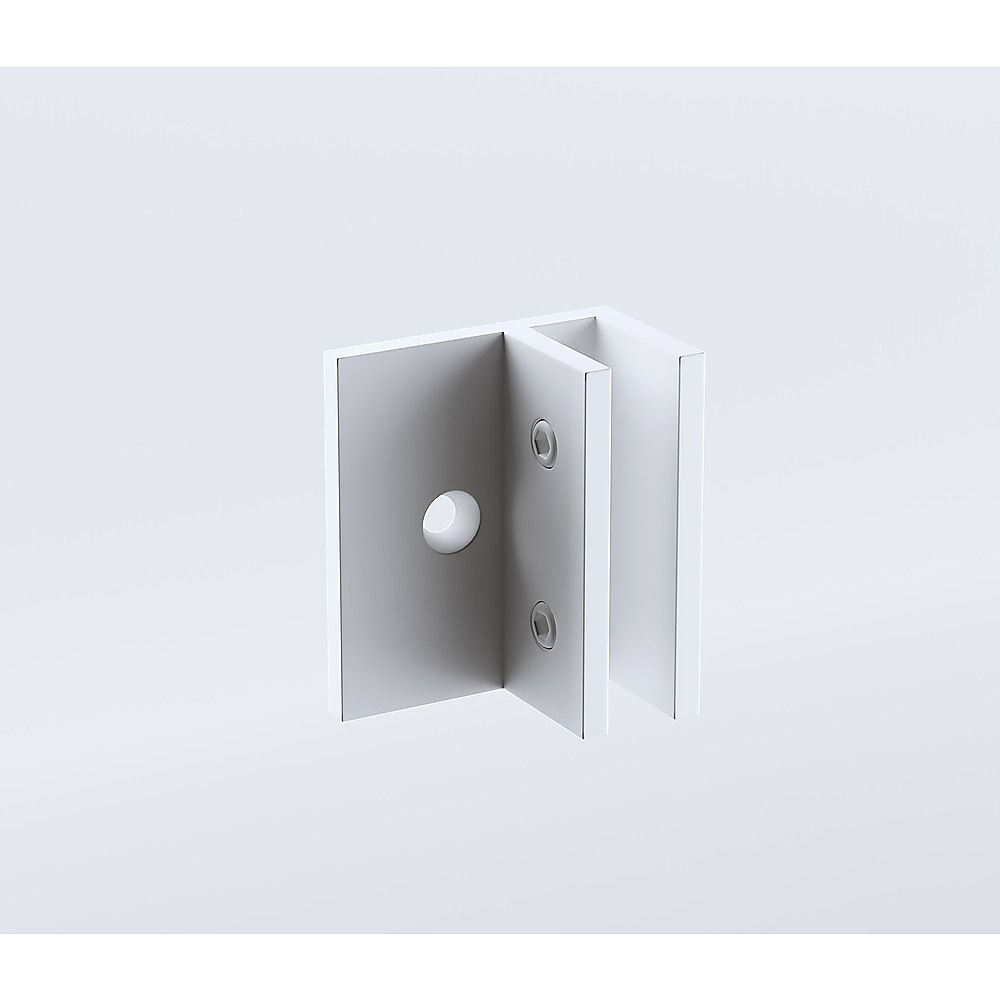 120x90cm Corner Frameless Shower Screen with White F-Brackets and Brass Hinges, Round Knob Handle V63-882571
