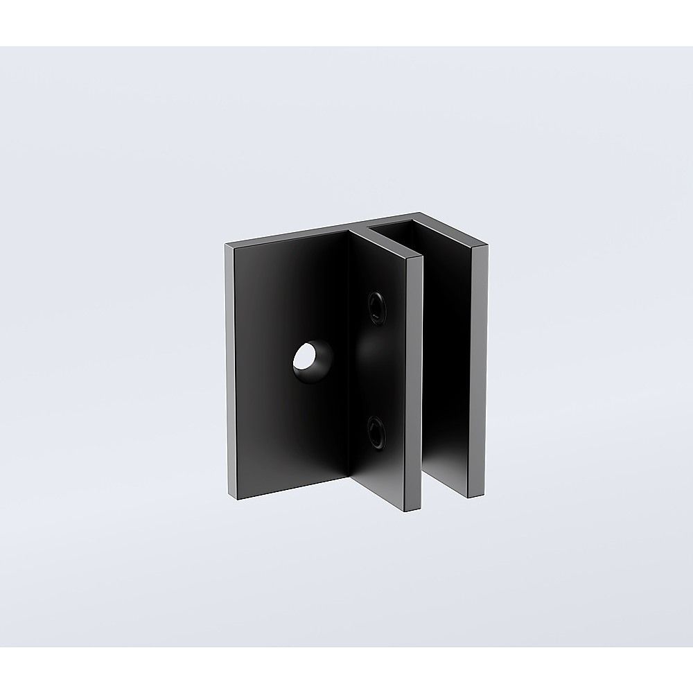 100x80cm Corner Frameless Shower Screen with Black F-Brackets and Brass Hinges, Square Double Pull Handle V63-884411