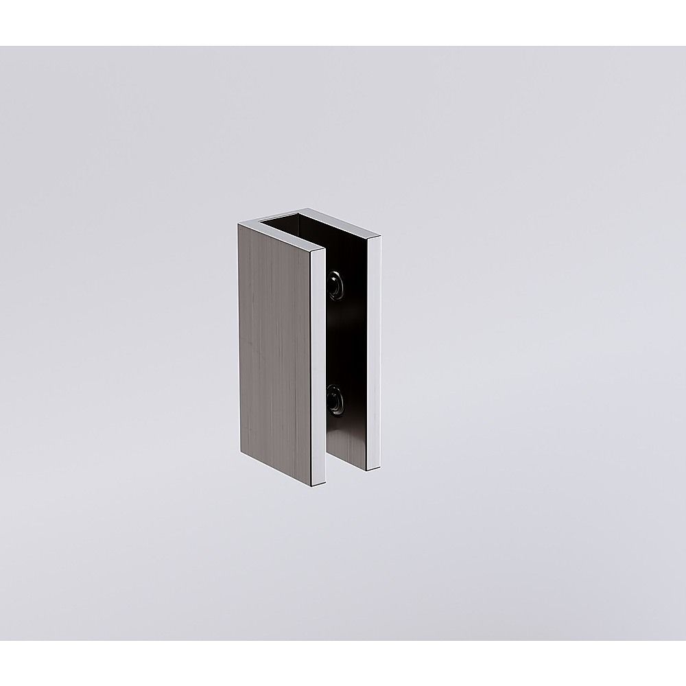 110x70cm Corner Frameless Shower Screen with Gunmetal U-Brackets and Brass Hinges, Square Double Pull Handle V63-885271