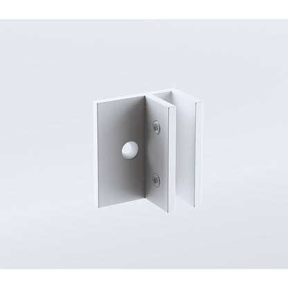 110x90cm Corner Frameless Shower Screen with White F-Brackets and Brass Hinges, Square Double Pull Handle V63-885691