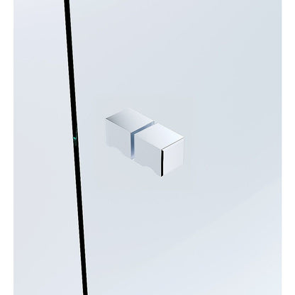 110x110cm Chrome Corner Frameless Shower Screen with Wall Channel Brackets, Stainless Steel Hinges & Square V63-889031