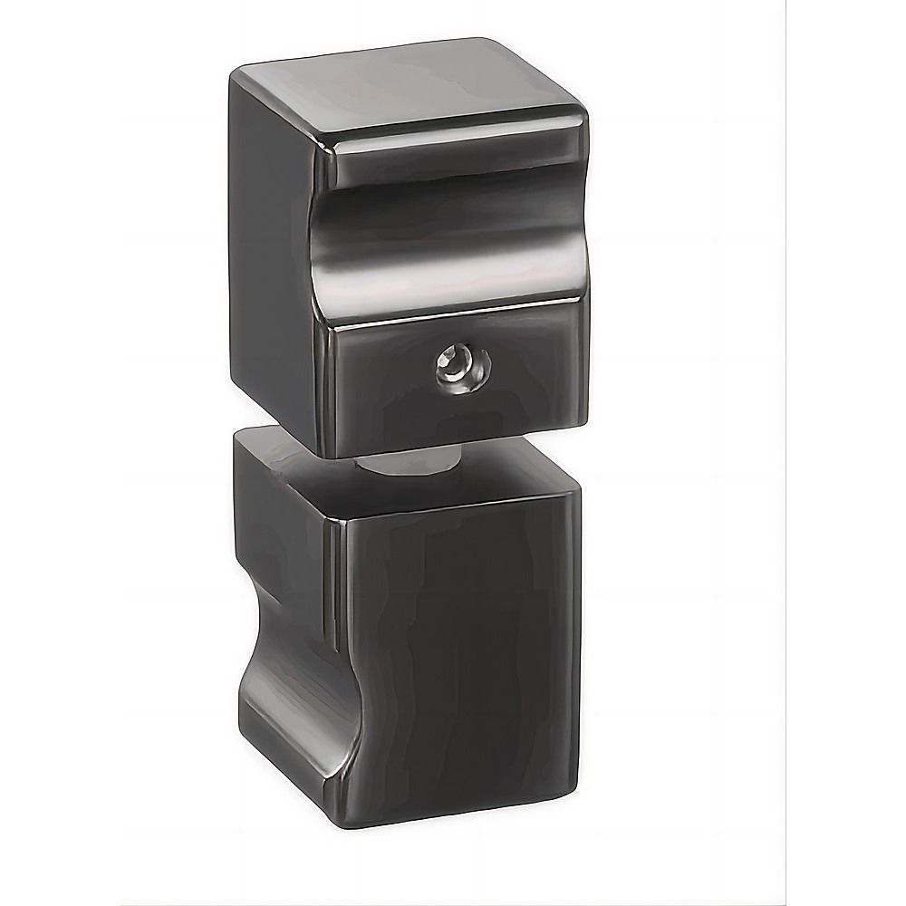 90x90cm Corner Frameless Shower Screen - Gunmetal Wall Channel with Brass Hinges & Square Knob Handle V63-894521