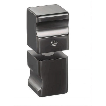 90x90cm Corner Frameless Shower Screen - Gunmetal Wall Channel with Brass Hinges & Square Knob Handle V63-894521