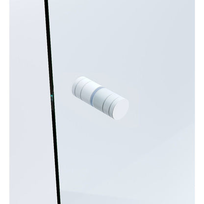 120x80cm Corner Frameless Shower Screen - White Wall Channel with Brass Hinges & Round Knob Handle V63-897961