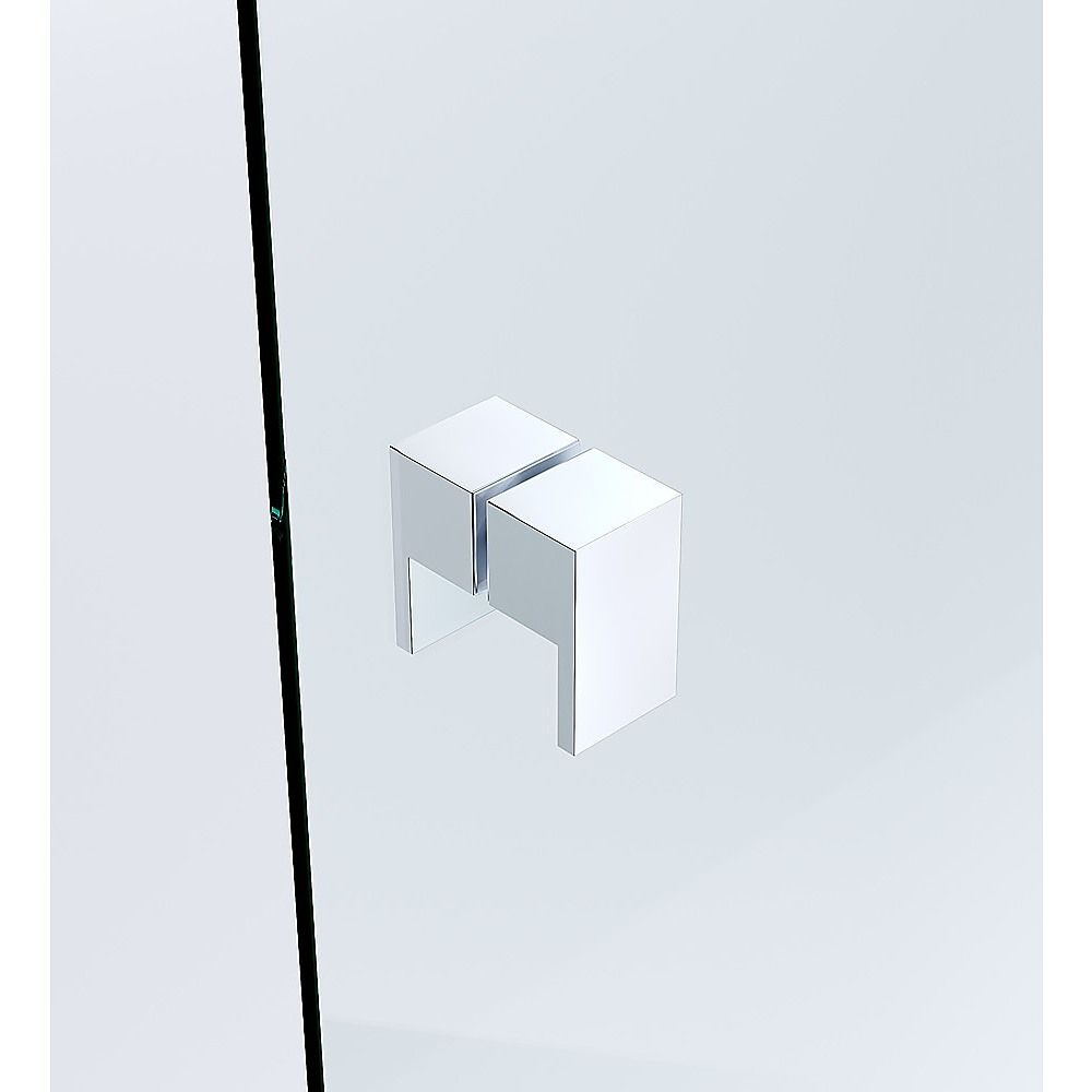 120x70cm Corner Frameless Shower Screen - Chrome Wall Channel with Brass Hinges & Square Double Pull Handle V63-899941