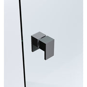 120x70cm Corner Frameless Shower Screen - Black Wall Channel with Brass Hinges & Square Double Pull Handle V63-899961