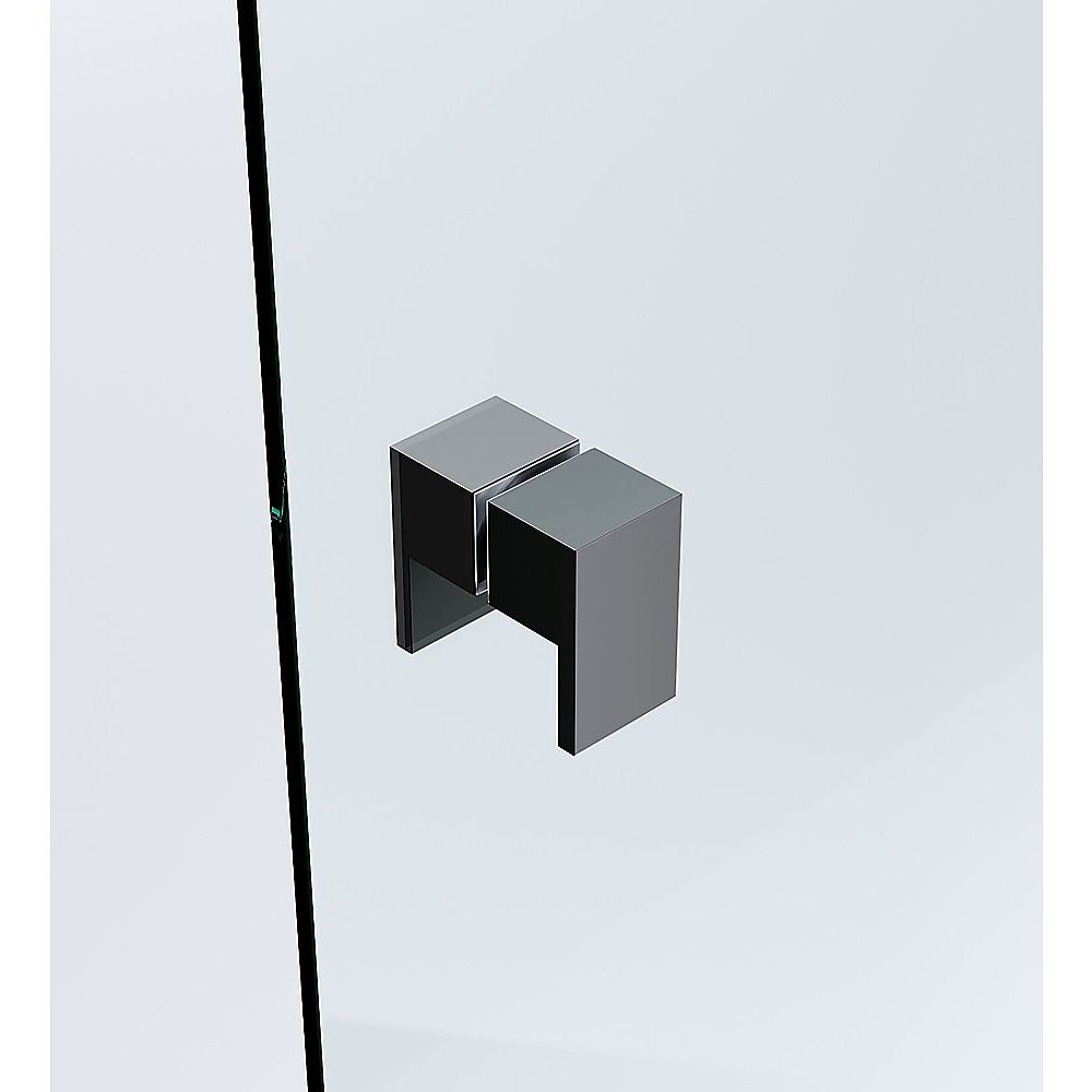120x70cm Corner Frameless Shower Screen - Black Wall Channel with Brass Hinges & Square Double Pull Handle V63-899961