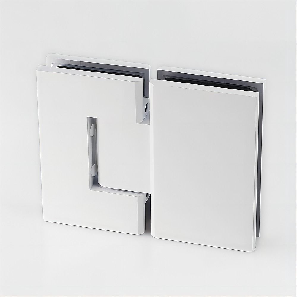 120x70cm Corner Frameless Shower Screen - White Wall Channel with Brass Hinges & Square Double Pull Handle V63-900001
