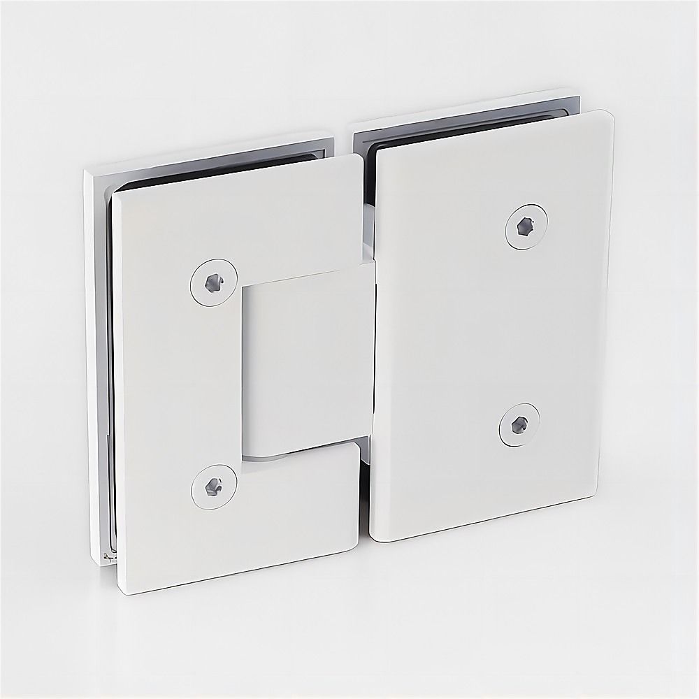 120x70cm Corner Frameless Shower Screen - White Wall Channel with Brass Hinges & Square Double Pull Handle V63-900001