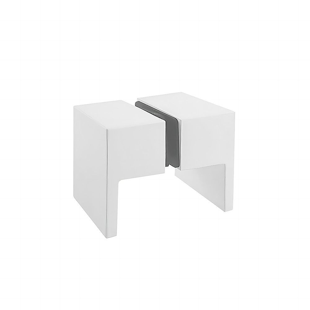 120x70cm Corner Frameless Shower Screen - White Wall Channel with Brass Hinges & Square Double Pull Handle V63-900001