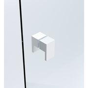 120x70cm Corner Frameless Shower Screen - White Wall Channel with Brass Hinges & Square Double Pull Handle V63-900001