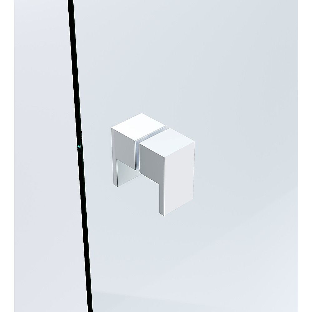 120x70cm Corner Frameless Shower Screen - White Wall Channel with Brass Hinges & Square Double Pull Handle V63-900001