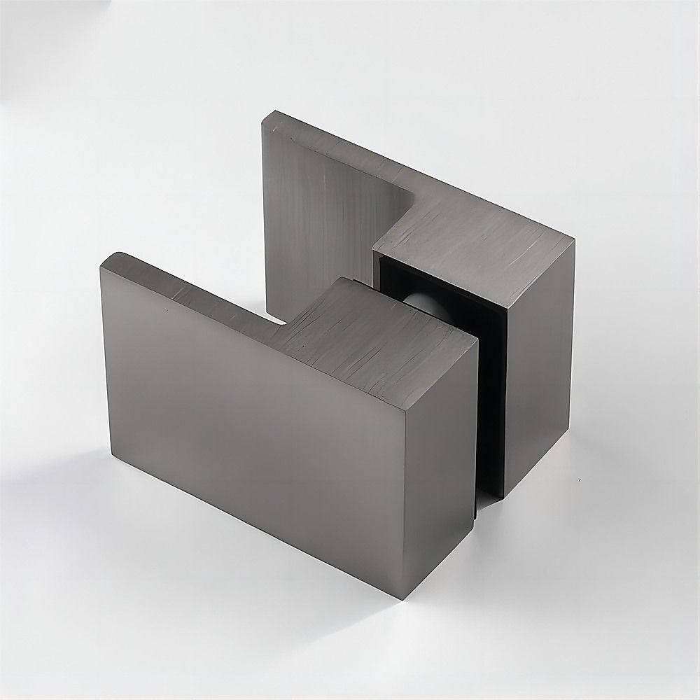 120x70cm Corner Frameless Shower Screen - Gunmetal Wall Channel with Brass Hinges & Square Double Pull Handle V63-900041