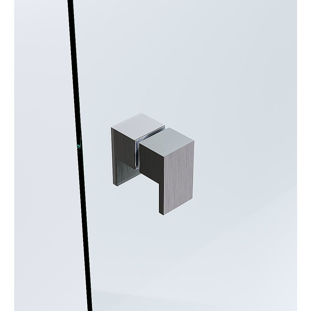 120x70cm Corner Frameless Shower Screen - Gunmetal Wall Channel with Brass Hinges & Square Double Pull Handle V63-900041