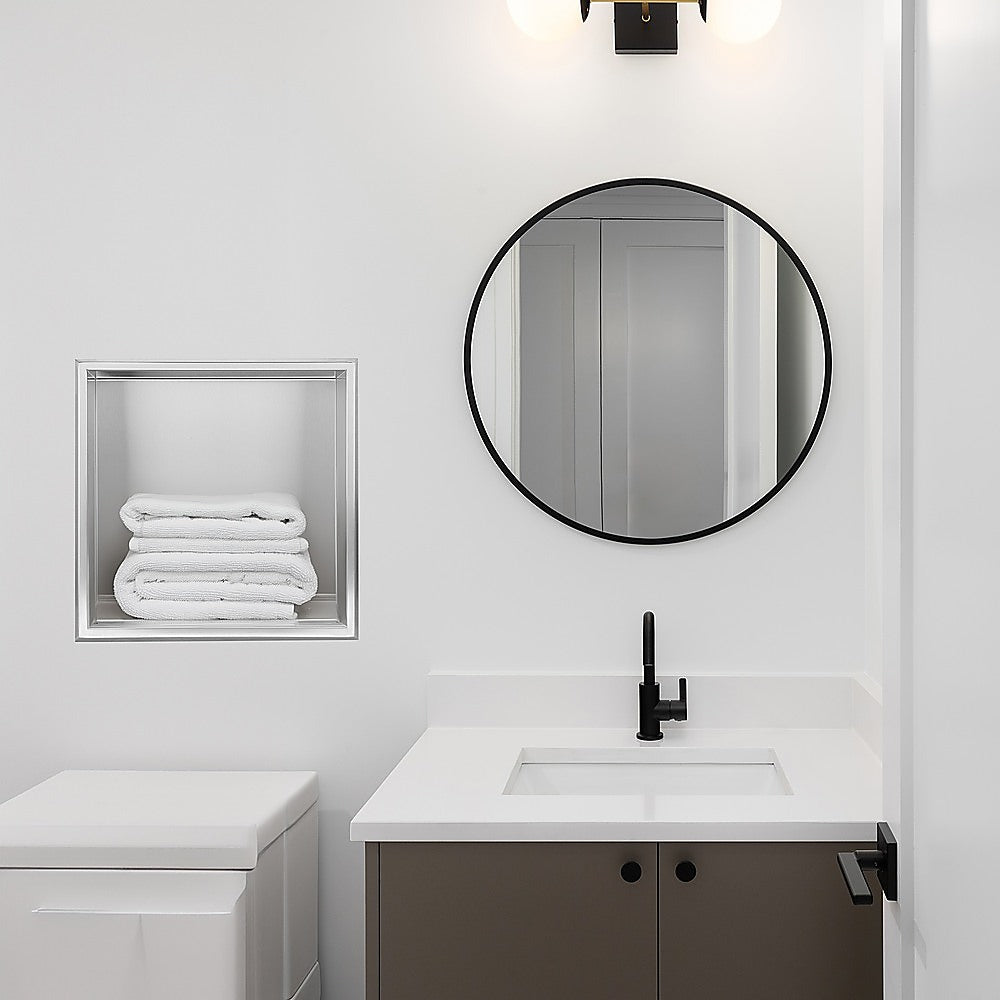 336 x 336 x 101mm Shower Niche Single Shelf Organizer No Tile Needed in Stainless Steel Finish V63-900661