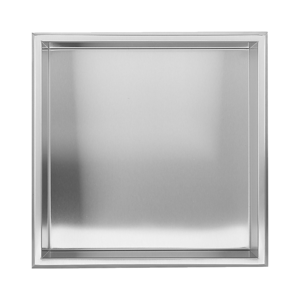 336 x 336 x 101mm Shower Niche Single Shelf Organizer No Tile Needed in Stainless Steel Finish V63-900661
