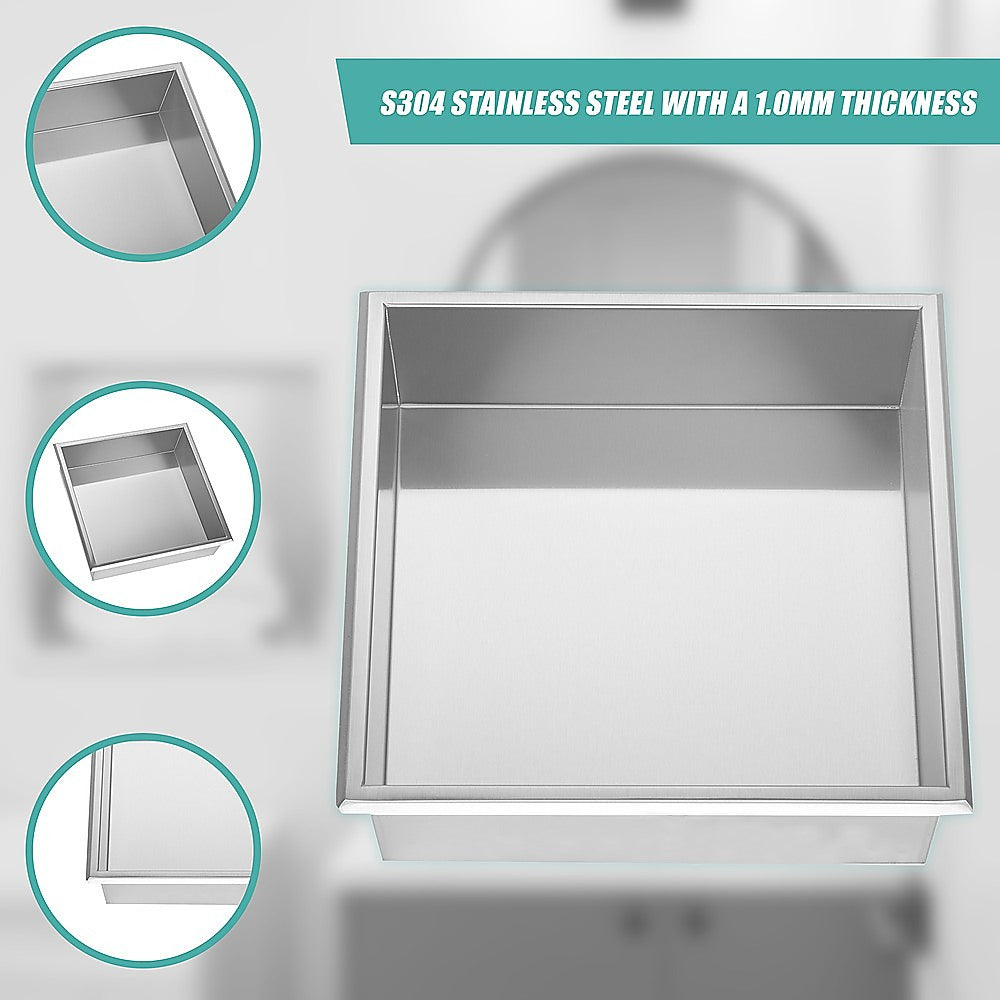 336 x 336 x 101mm Shower Niche Single Shelf Organizer No Tile Needed in Stainless Steel Finish V63-900661