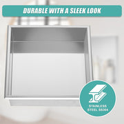 336 x 336 x 101mm Shower Niche Single Shelf Organizer No Tile Needed in Stainless Steel Finish V63-900661