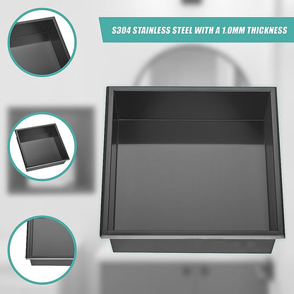 336 x 336 x 101mm Shower Niche Single Shelf Organizer No Tile Needed in Black V63-900671