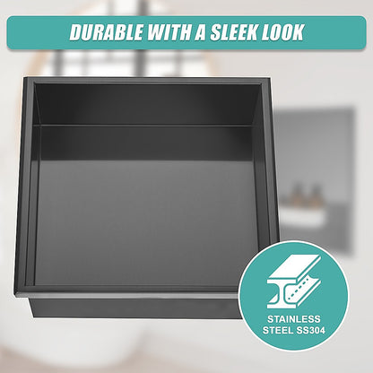 336 x 336 x 101mm Shower Niche Single Shelf Organizer No Tile Needed in Black V63-900671