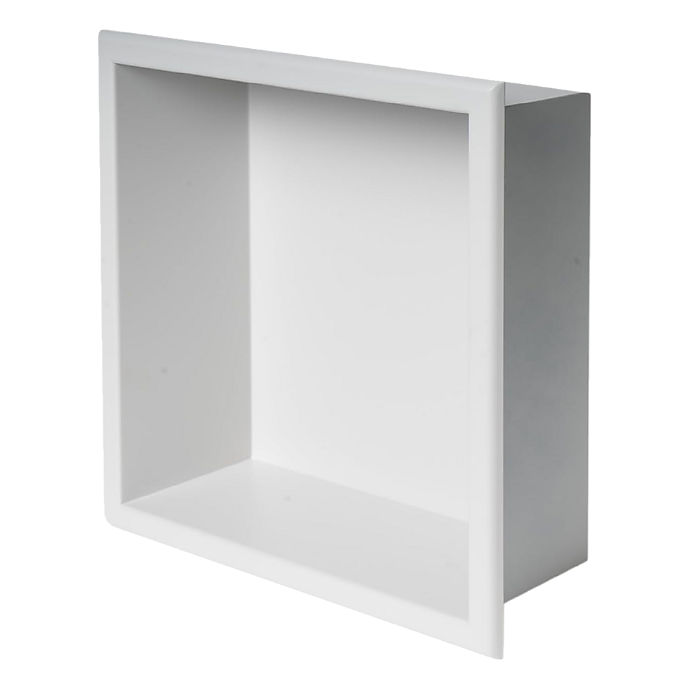 336 x 336 x 101mm Shower Niche Single Shelf Organizer No Tile Needed in White V63-900681