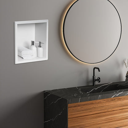 336 x 336 x 101mm Shower Niche Single Shelf Organizer No Tile Needed in White V63-900681