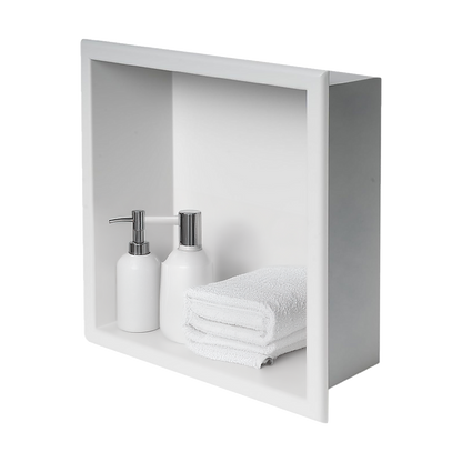 336 x 336 x 101mm Shower Niche Single Shelf Organizer No Tile Needed in White V63-900681