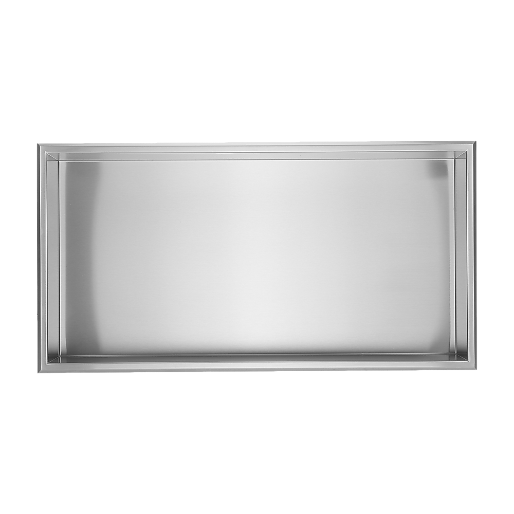 641 x 336 x 101mm Shower Niche Single Shelf Organizer No Tile Needed in Stainless Steel V63-900701