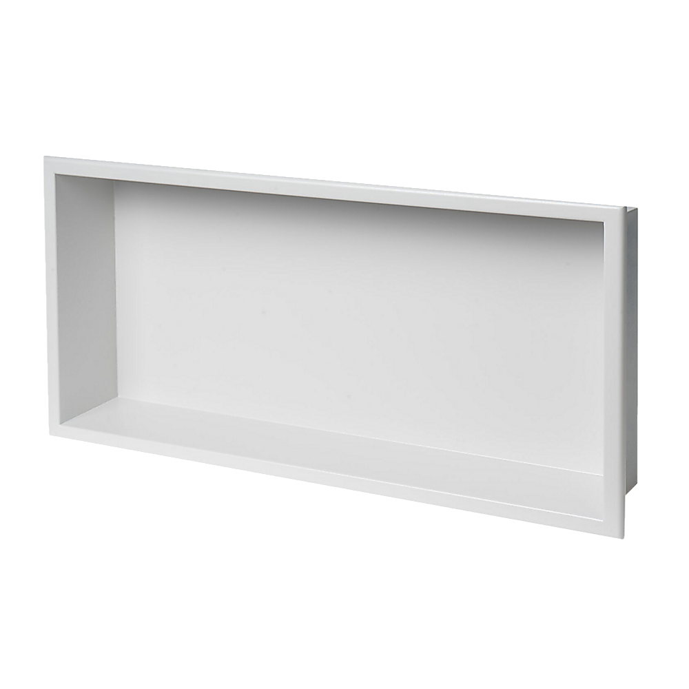 641 x 336 x 101mm Shower Niche Single Shelf Organizer No Tile Needed in White V63-900721