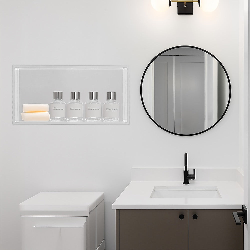 641 x 336 x 101mm Shower Niche Single Shelf Organizer No Tile Needed in White V63-900721