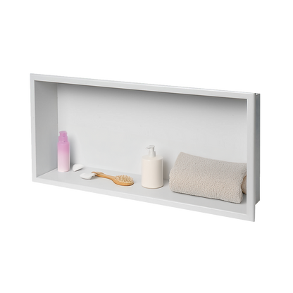 641 x 336 x 101mm Shower Niche Single Shelf Organizer No Tile Needed in White V63-900721