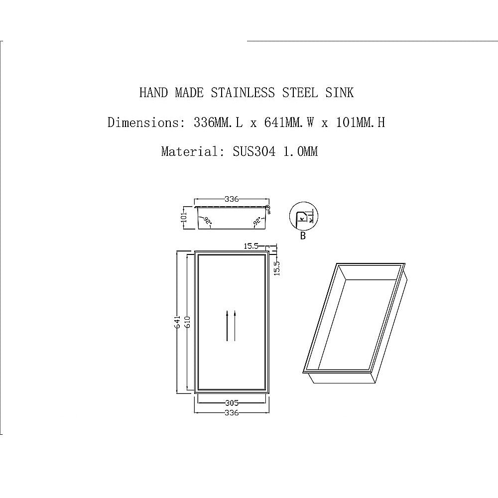 641 x 336 x 101mm Shower Niche Single Shelf Organizer No Tile Needed in White V63-900721