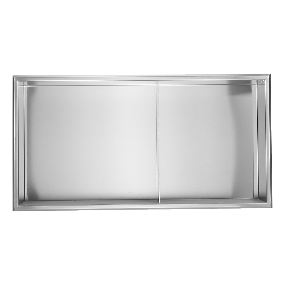 641 x 336 x 101mm Shower Niche Double Shelf Organizer No Tile Needed in Stainless Steel Finish V63-900741