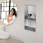 641 x 336 x 101mm Shower Niche Double Shelf Organizer No Tile Needed in Stainless Steel Finish V63-900741