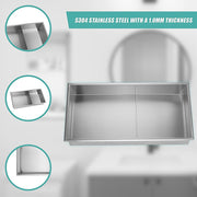 641 x 336 x 101mm Shower Niche Double Shelf Organizer No Tile Needed in Stainless Steel Finish V63-900741