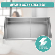 641 x 336 x 101mm Shower Niche Double Shelf Organizer No Tile Needed in Stainless Steel Finish V63-900741